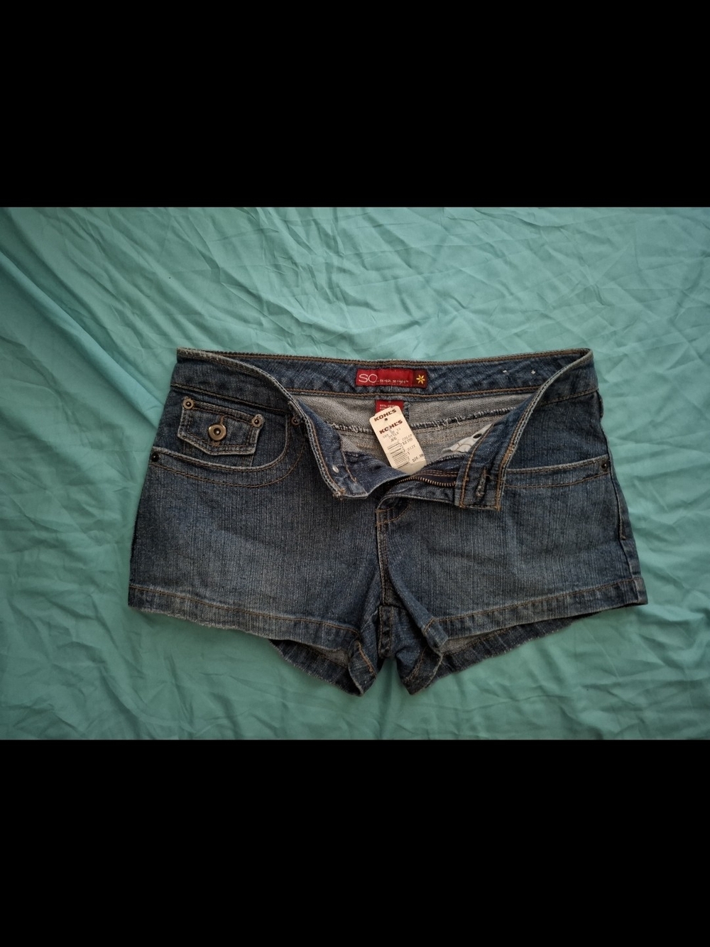 SO Blue Denim Low-Rise Jean Shorts
